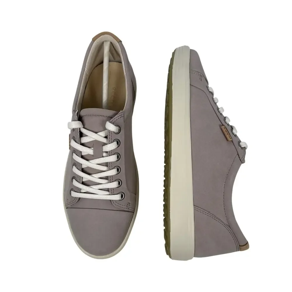 Ecco Soft 7 Casual Sneaker Womens‎ 7 7.5 EU 38 Nubuck Leather Grey Rose Flat